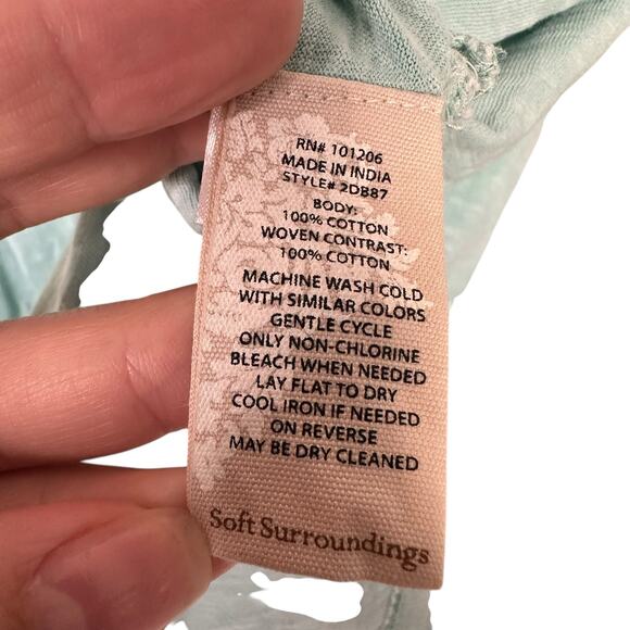 Soft Surroundings Aqua Long Sleeve Button Down Pocket Front Woven Tunic Sz XS - Picture 7 of 8